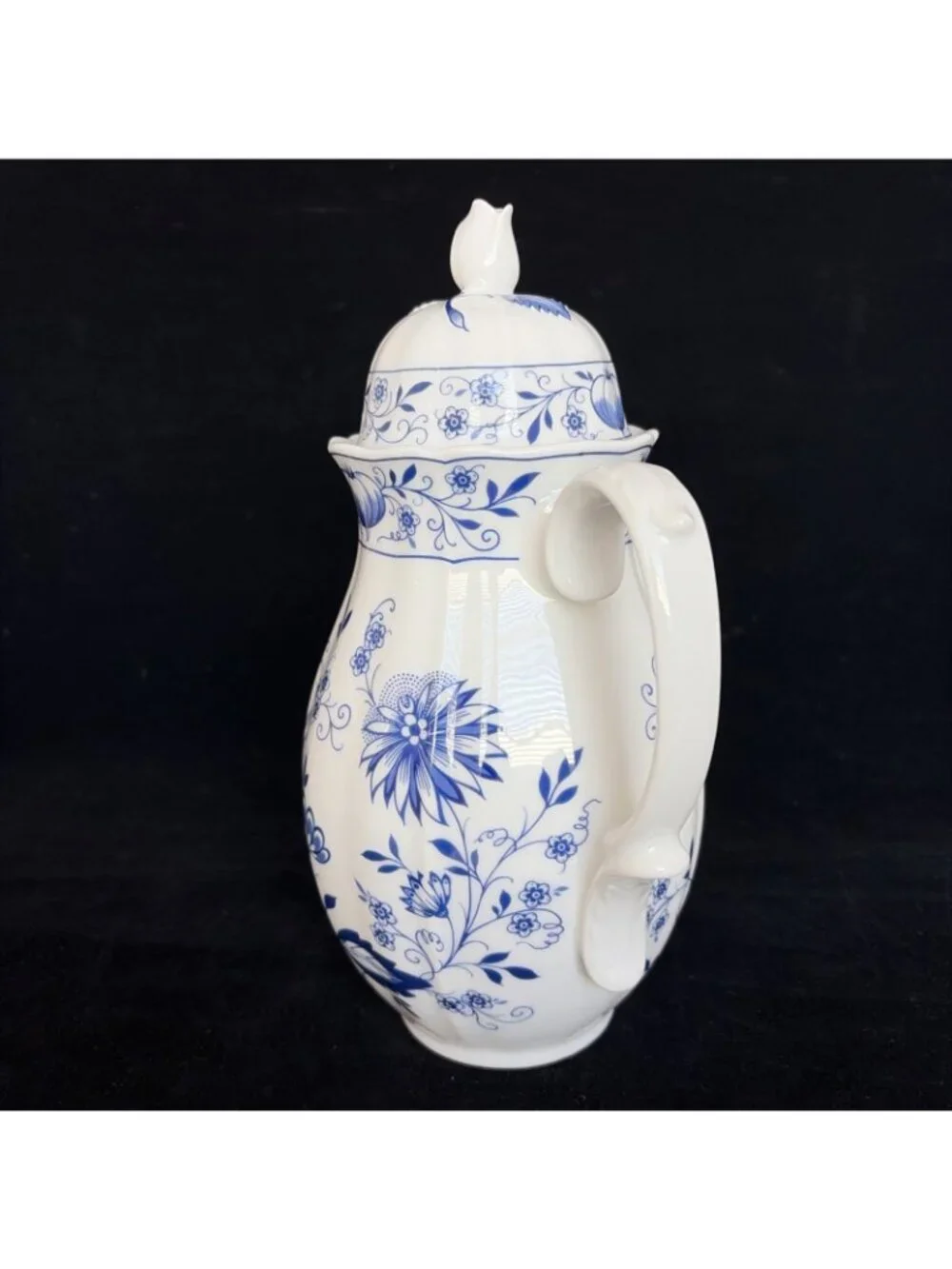 Vintage Retsch Bavaria Germany Blue Onion Porcelain Tea Coffee Pot Lid 9.5in